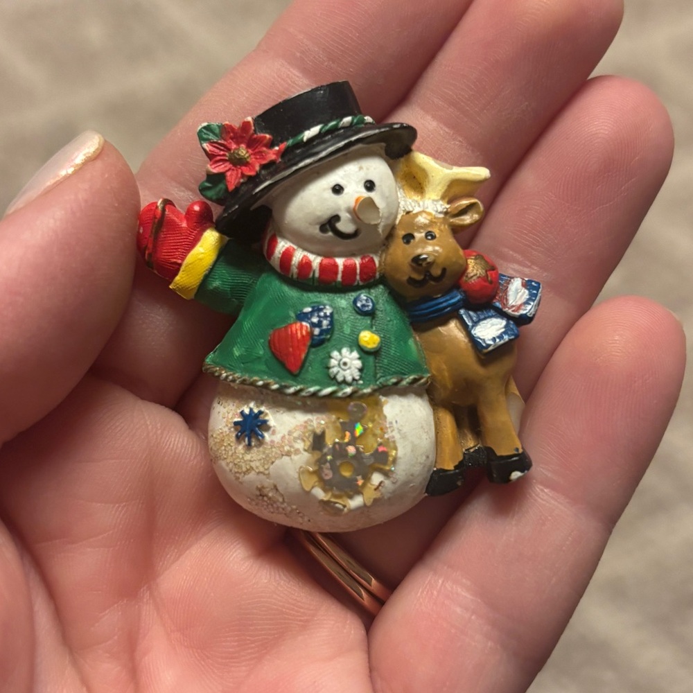 Festive Snowman and Reindeer Pin